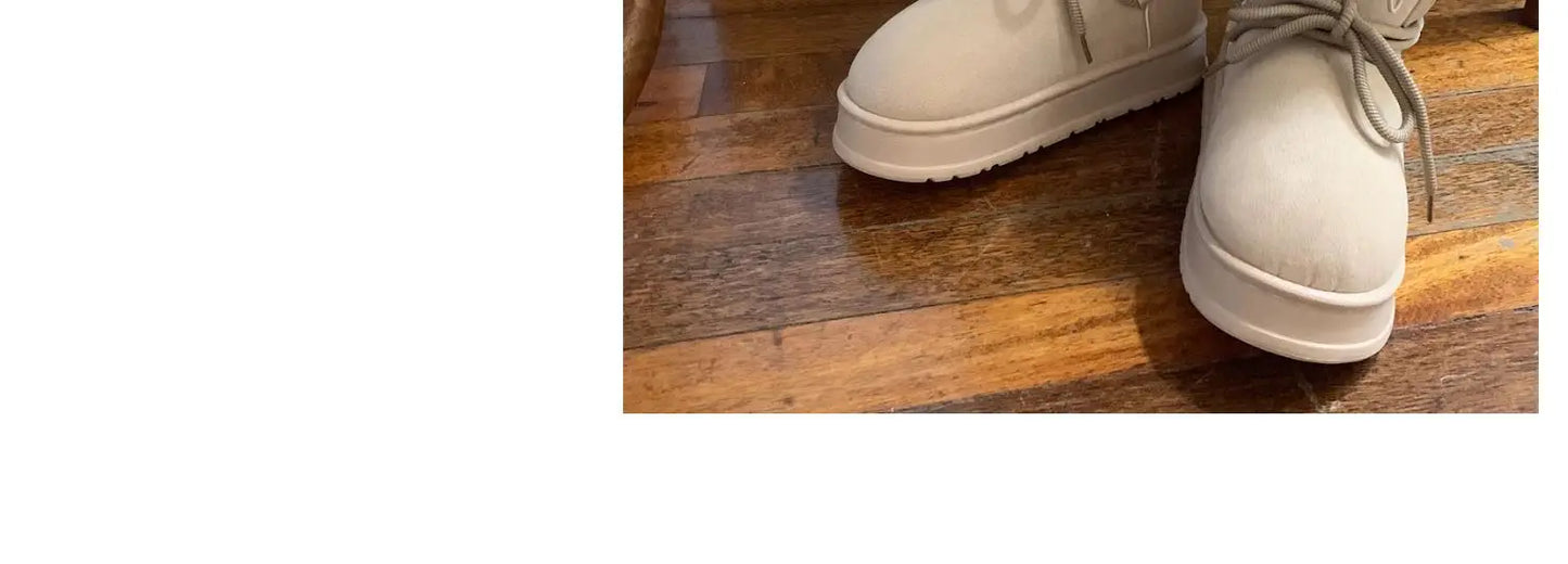 Winter Outdoor Women Ankle Snow Boots Ladies Plush Warm Shoes Classic Ultra Platform Cow Suede Furry Hook & Loop Flat Booties