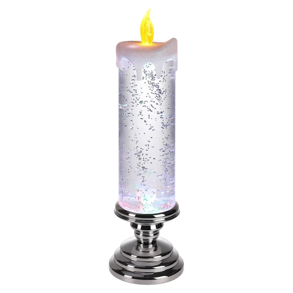 Christmas LED Candle Night Light Swirling Glitter & Colorful