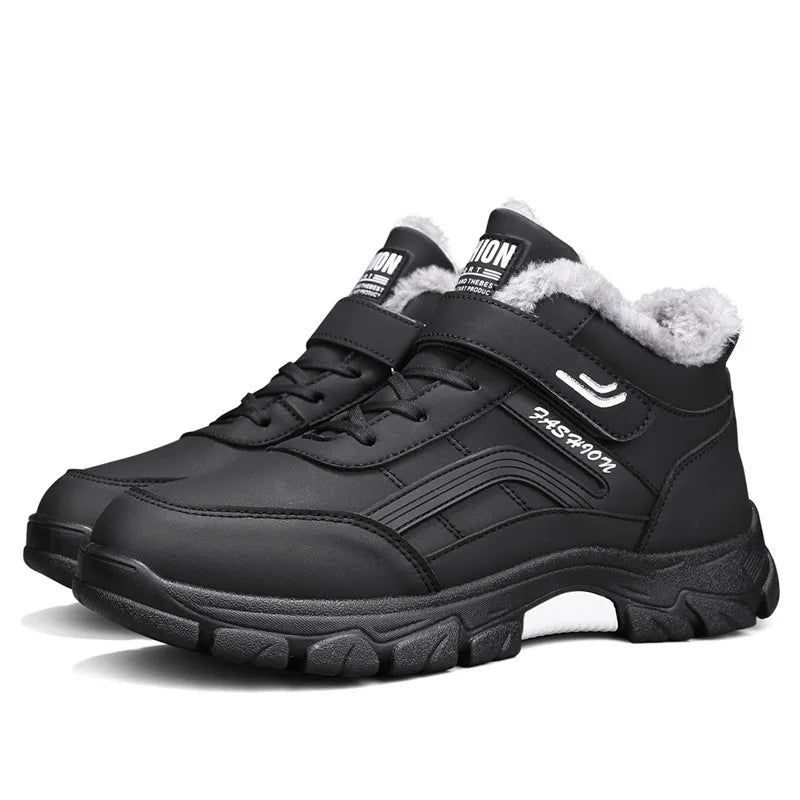 Winter Boots for Men New Waterproof PU Leather Warm Snow Ankle Boots Outdoor Warm Plush Non-slip Work High-top Casual Shoes