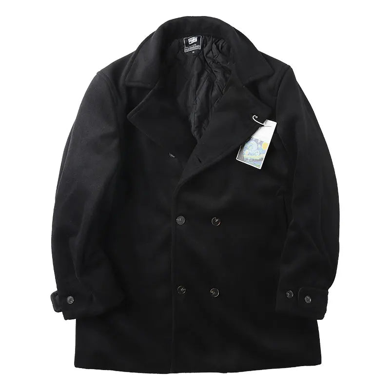 Winter Thi Woolen Navy Peacoat Outdoor Windproof Warm Inner Wool Coat Heavy Du Youth Faion Workwear Military Sle Coat