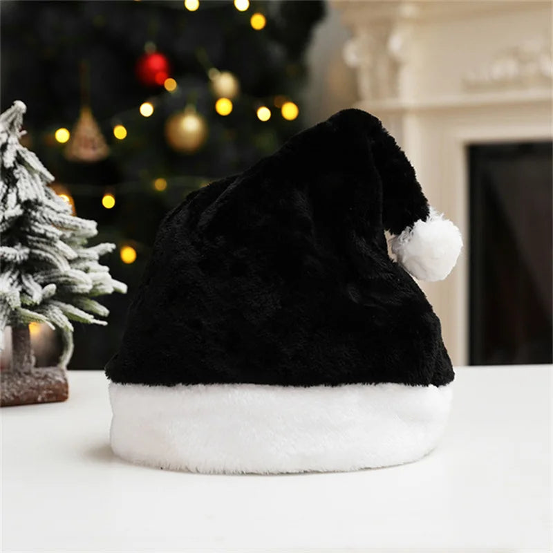 Christmas Santa Hat For Adults And Kids Unisex Velvet Cozy short Plush Red Xmas Hats 2025 New Year's Holiday Party Supplies