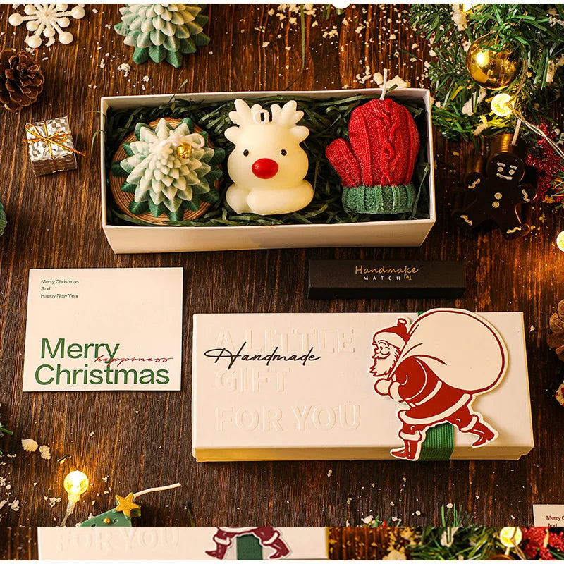 Christmas Scented Candles Three-piece Gift Box Gloves Elk Gingerbread Man Aromatherapy Girl Friends Creative Warm Christmas Gift