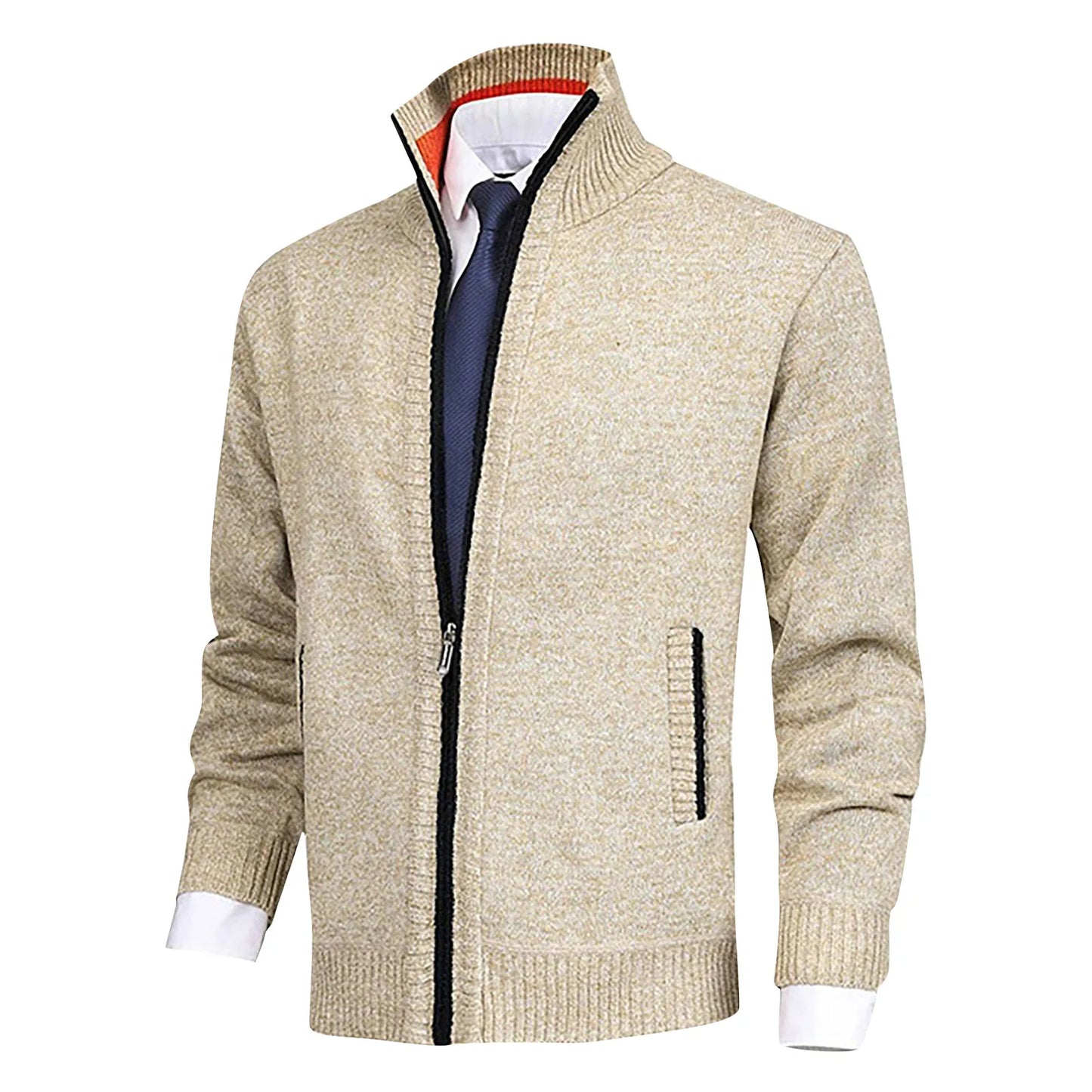 Winter Men'S Knitted Sweater Casual Coat Fashion Loose Cardigan Warm  Jacket Sweater  Stand Collar Knitting Coat Autumn