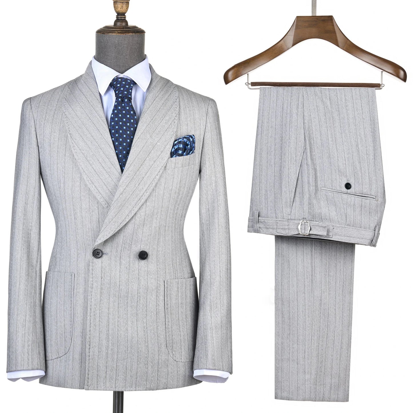 2025 Men Suits Maroon Striped Office Wear Wedding Double-Breasted With Patch Pocket Tailor-Made For Meeting