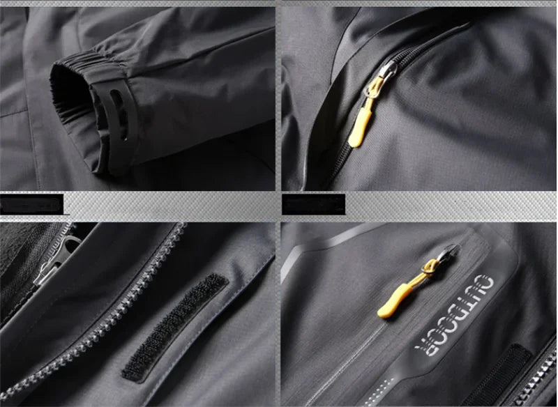 Winter 3 in 1 Fleece Lining Warm Jacket Sportwear Ski Camping Coat Windbreak Waterproof Outdoor Jacket Men Climbing Hiking Coats