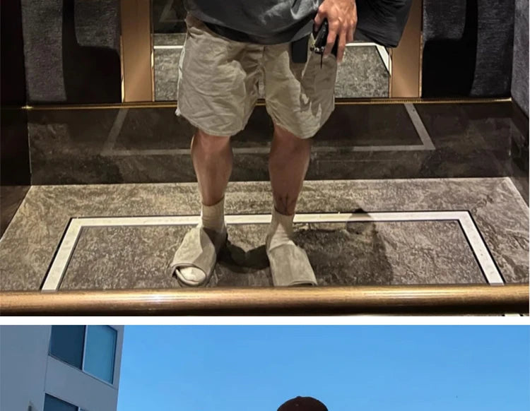 Youwenlu Men's Workwear orts Summer Trendy Loose American Sle Casual Straight Leg Wide Leg Sports Five-Quarter Pants