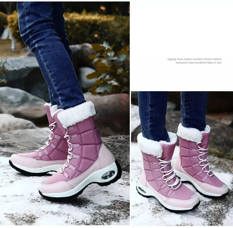 Women Winter Boots Women's Keep Warm Mid-Calf Snow Boots Women Hiking Boots High Quality Comfortable Air Cushion Women Boot