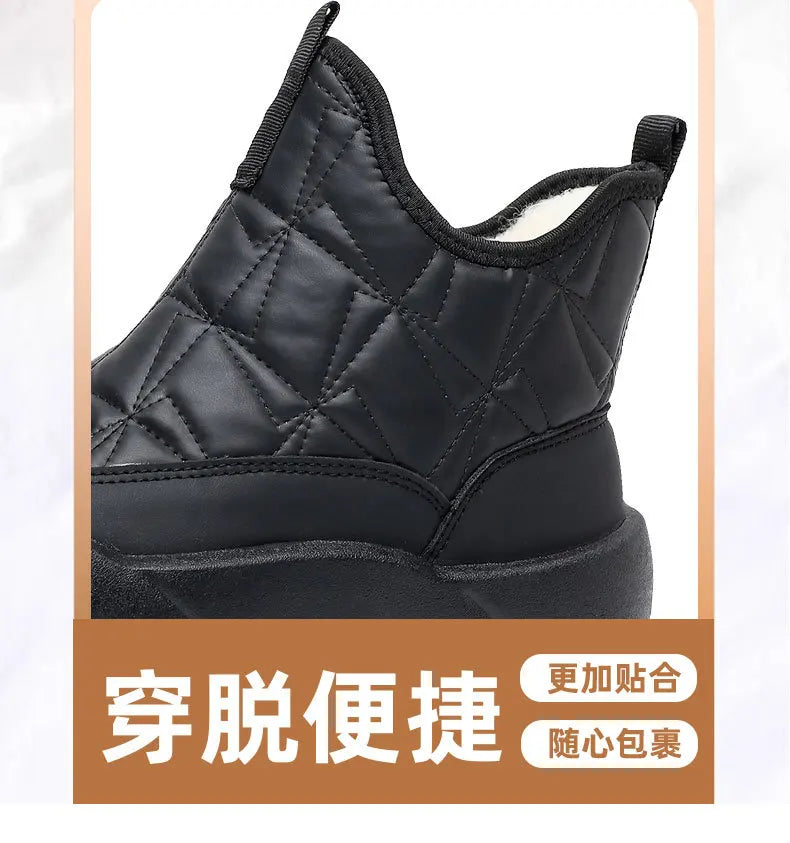 Winter boots 2025 woman warm wool fur booties waterproof lightweight mom ankle shoes warmth fur booties