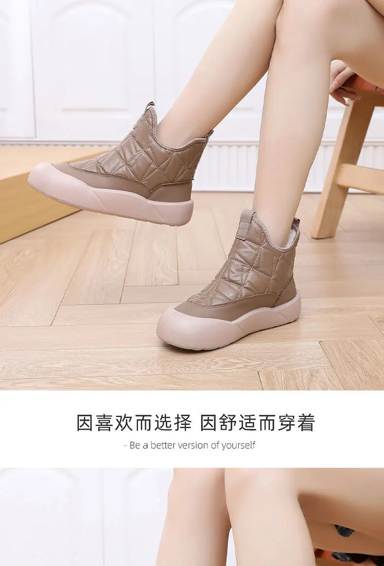 Winter boots 2025 woman warm wool fur booties waterproof lightweight mom ankle shoes warmth fur booties