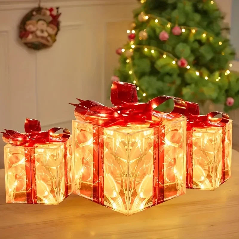 Glowing Christmas Gift Box Decoration for Home & Garden