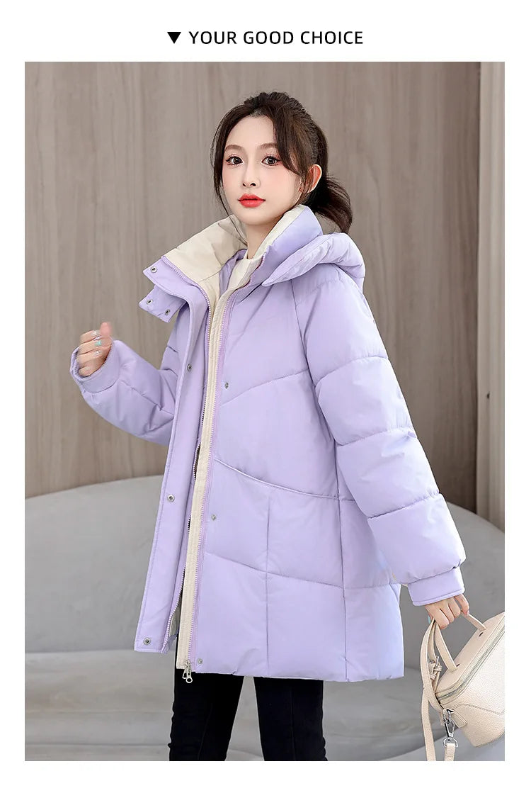 Winter New Down Long Jacket Women Warm Hooded Women's Cotton Padded Puffer Coat Fashion Temperament Overcoat Top
