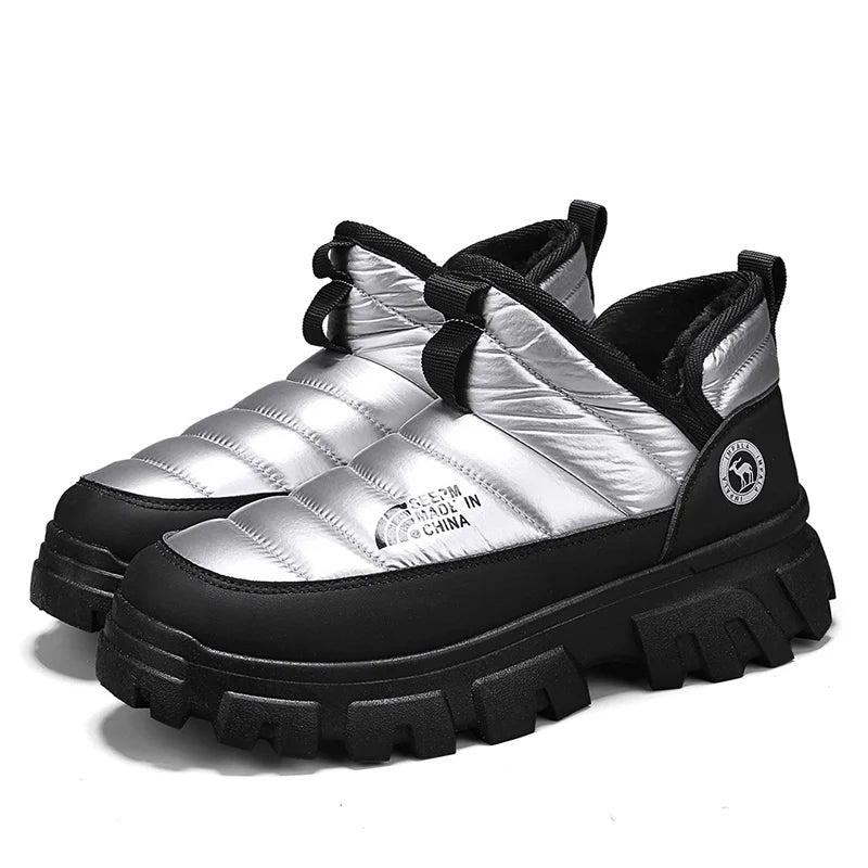 Winter Snow Boots, Men's Insulated Warm Cotton Boots, Anti-slip and Wear-resistant Hiking Shoes, Casual Outdoor Boots