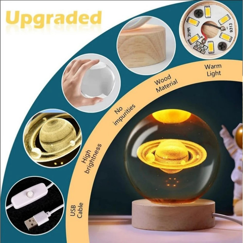 【Christmas birthday gifts】NEW Night Light Book Bear Rose USB LED Night Light Galaxy Saturn 3D Crystal Ball Mood Light Christmas