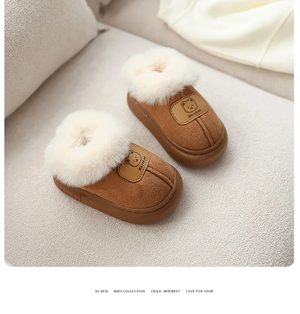 Cute Cartoon Winter Boots For Children Boy's Girl's Plush Boots Thick Warm Velvet Faux Fur Snow Boots For Toddler Kid's Boots