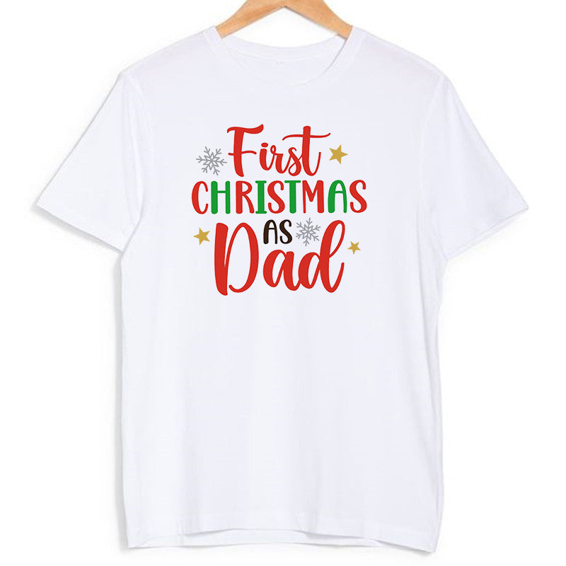 My First Christmas As Dad/mom Family Matching Clothes T-shirt Father Mother and Baby Look Outfits Tops Baby's Jumpsuits T Shirts