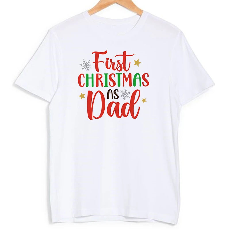 My First Christmas As Dad/mom Family Matching Clothes T-shirt Father Mother and Baby Look Outfits Tops Baby's Jumpsuits T Shirts