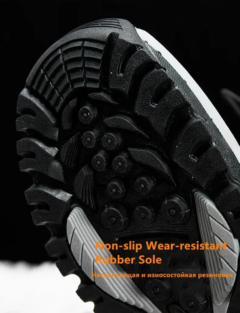 New Winter Hiking Boots Warm Plush Men's Boots High Top Couple Snow Boots Winter Outdoor Anti-Slip Ankle Boots Work Casual Boots