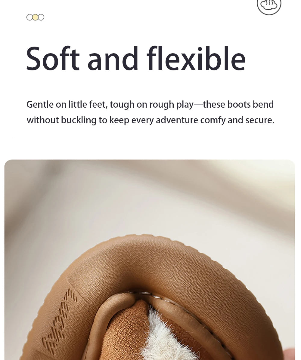 Cute Cartoon Winter Boots For Children Boy's Girl's Plush Boots Thick Warm Velvet Faux Fur Snow Boots For Toddler Kid's Boots