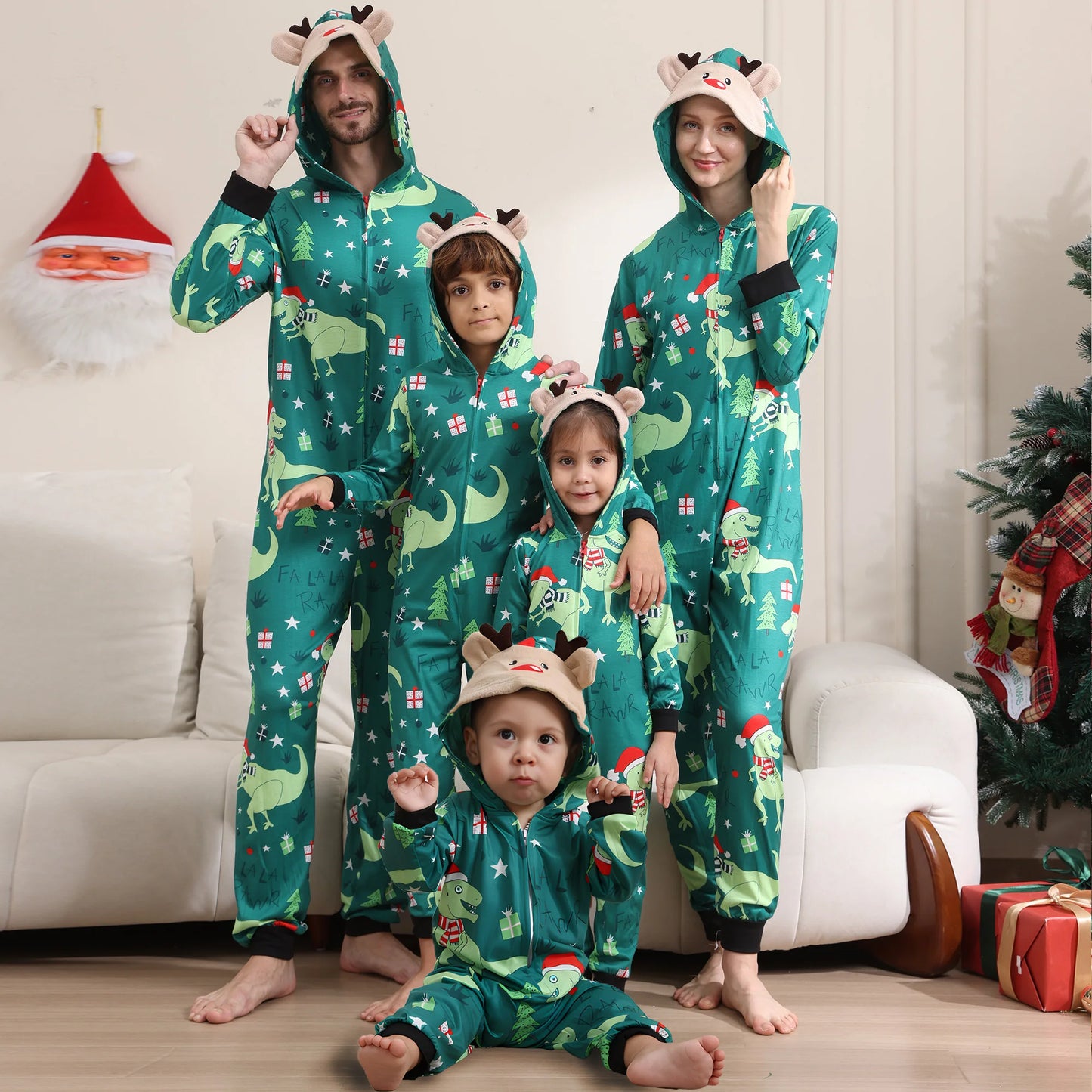 Family Christmas Pajamas Family clothing, Mom and Dad children baby jumpsuit Cute card jumpsuit overall Christmas family dress