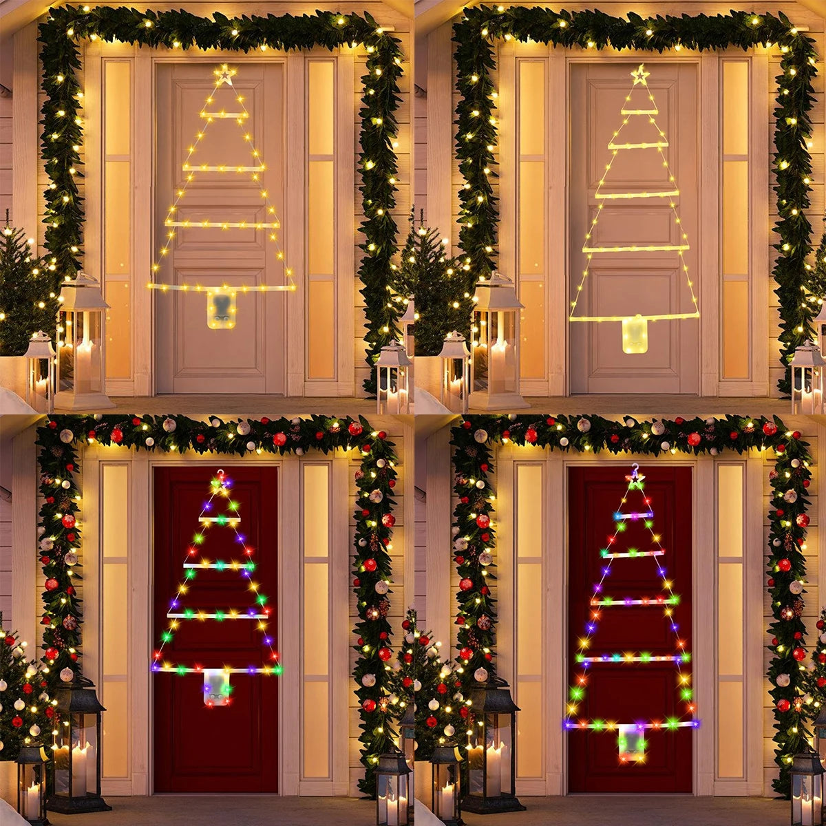Christmas Tree Warm LED Ladder Lights Navidad Natal Noel Light Garland Merry Christmas Decorations For Home 2024 New Year 2025