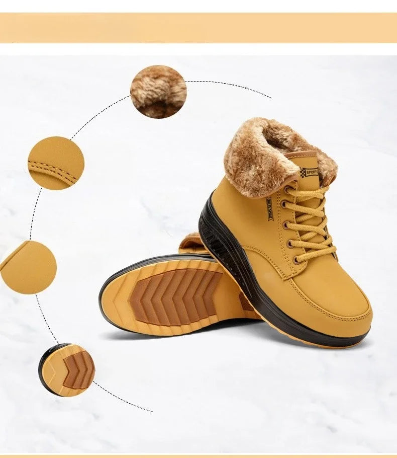 Womens Winter Snow Boots Warm Comfortable Non Slip Flat with  for Outdoor   women's shoes