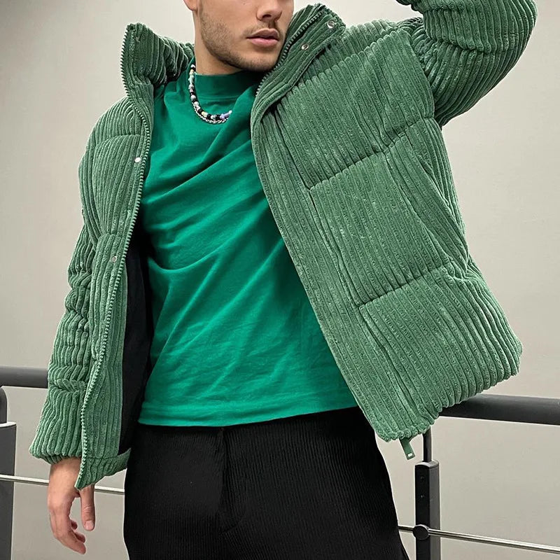 New Winter Men's Jacket Coats Corduroy Cotton Jacket Warm Bomber Jacket Loose Short Tops Bakery Wear