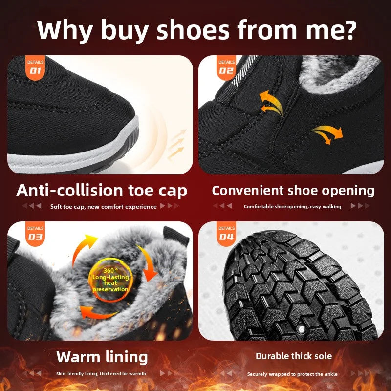 Winter Women Boots Outdoor Snow Boots Warm Lightweight Cotton Boot Non-slip Hiking Walking Shoes Fur Comfortable Women Ankle Boo