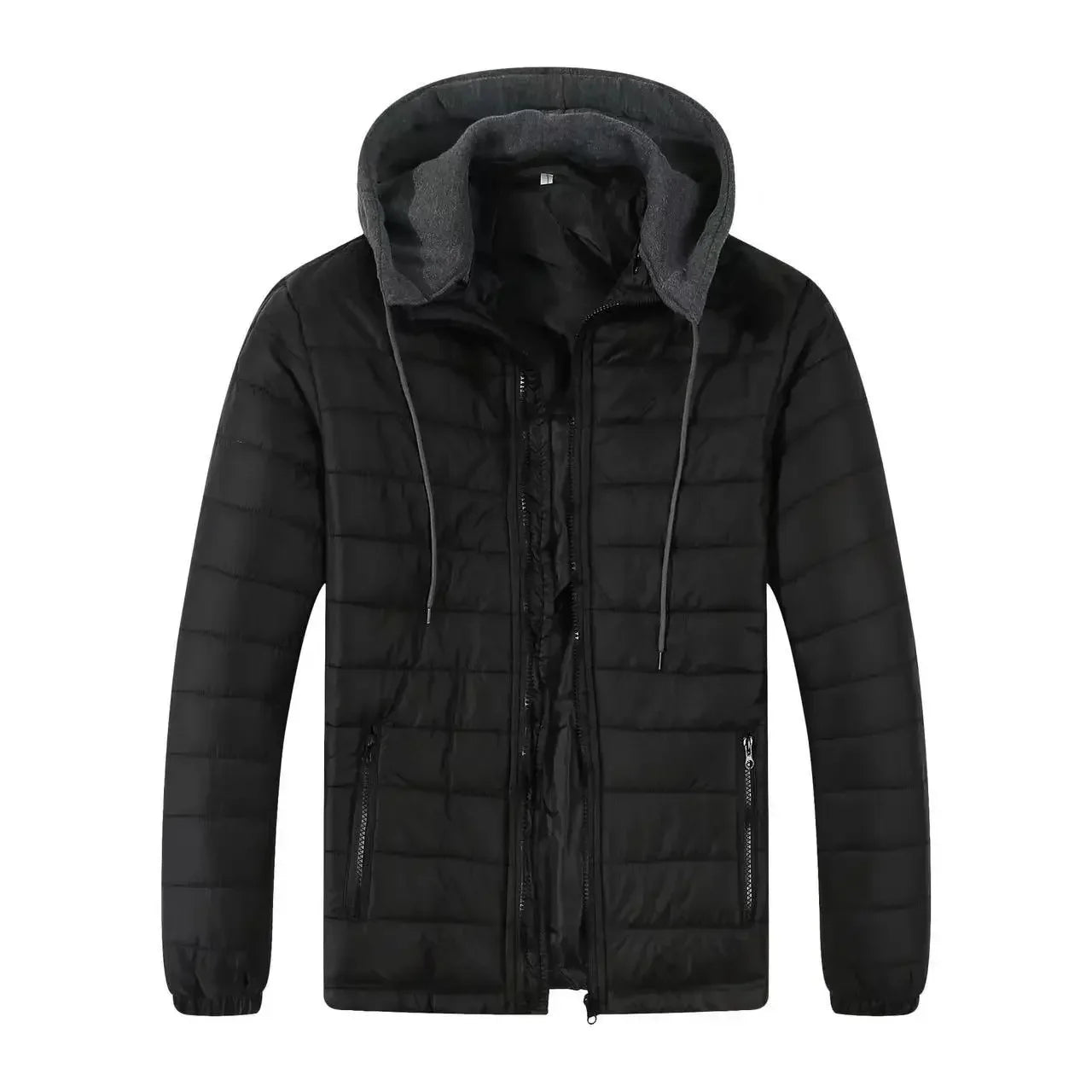 Winter Warm Cotton Jacket for Men Stand Collar Open Front Outdoor Sports Coat Casual Padded Coat