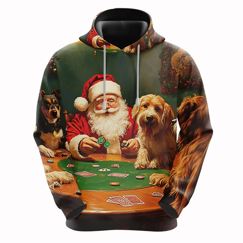 2026 Christmas Hoodies Santa Claus 3D Print Men Women New Hooded Sweatshirts Casual Unisex Hoody Pullover Kids Tops Clothing
