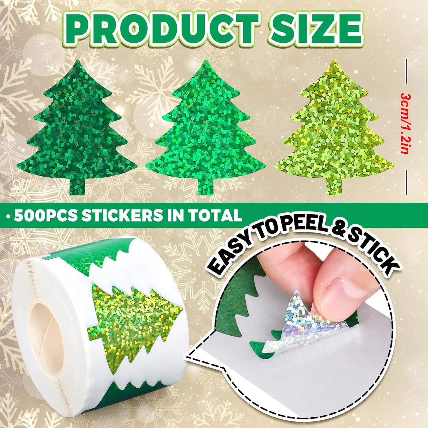 Christmas Tree Holiday Glitter Decor Gift Wrap Stickers Festive Atmosphere Decor Gift Stickers Perfect for Holiday Decor Gift Card Boxes Holiday Gift Decor Stickers