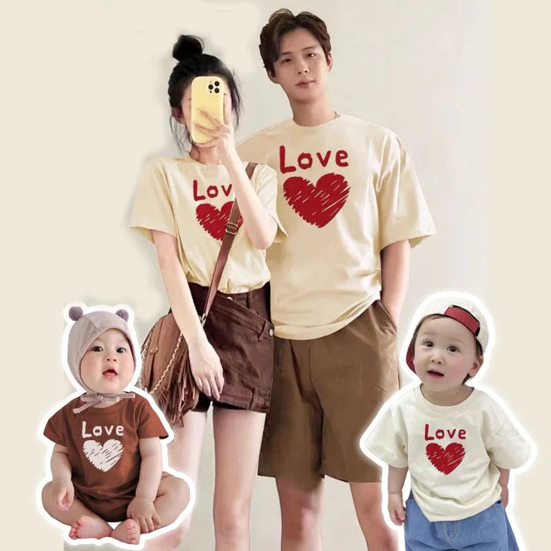 Love Family Matching Outfits 2025 New Arrival - Stylish One Family Parent-Child Love Short Sleeve T-shirt for Baby
