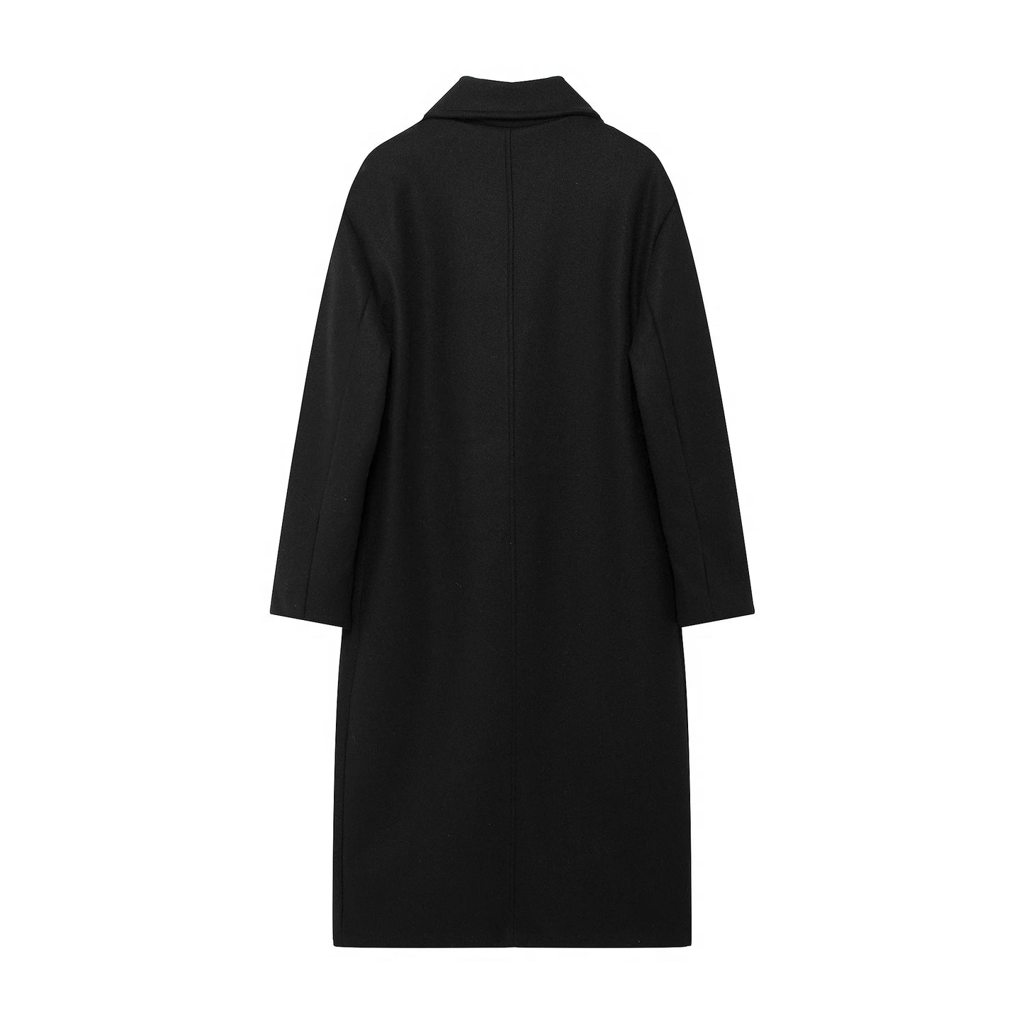 Winter Coat For Women 2024 Solid Lapel Double Breasted Long Cardigan Top Female Pokcet Streetwear Woman New In OuterCoat