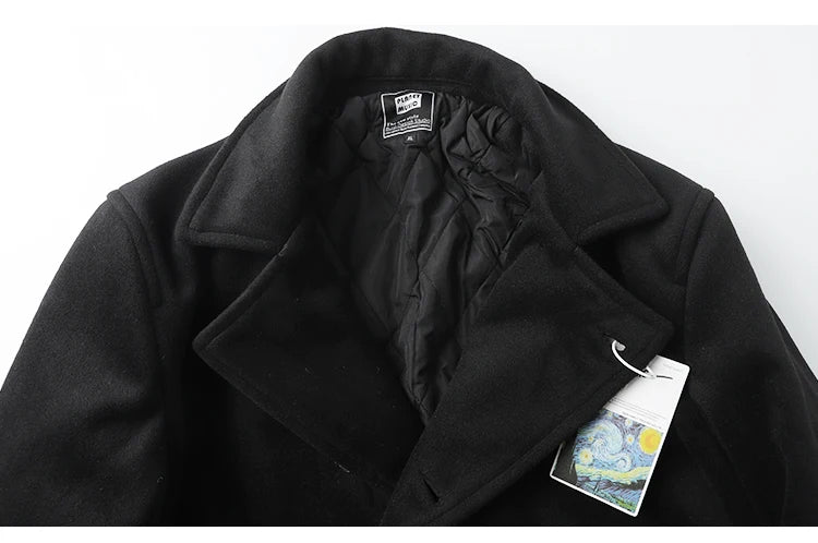 Winter Thi Woolen Navy Peacoat Outdoor Windproof Warm Inner Wool Coat Heavy Du Youth Faion Workwear Military Sle Coat