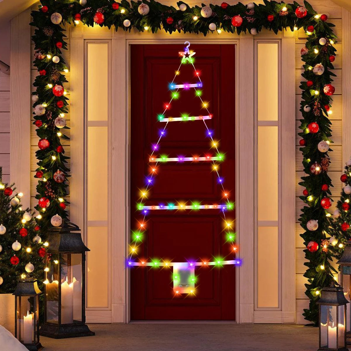 Christmas Tree Warm LED Ladder Lights Navidad Natal Noel Light Garland Merry Christmas Decorations For Home 2024 New Year 2025