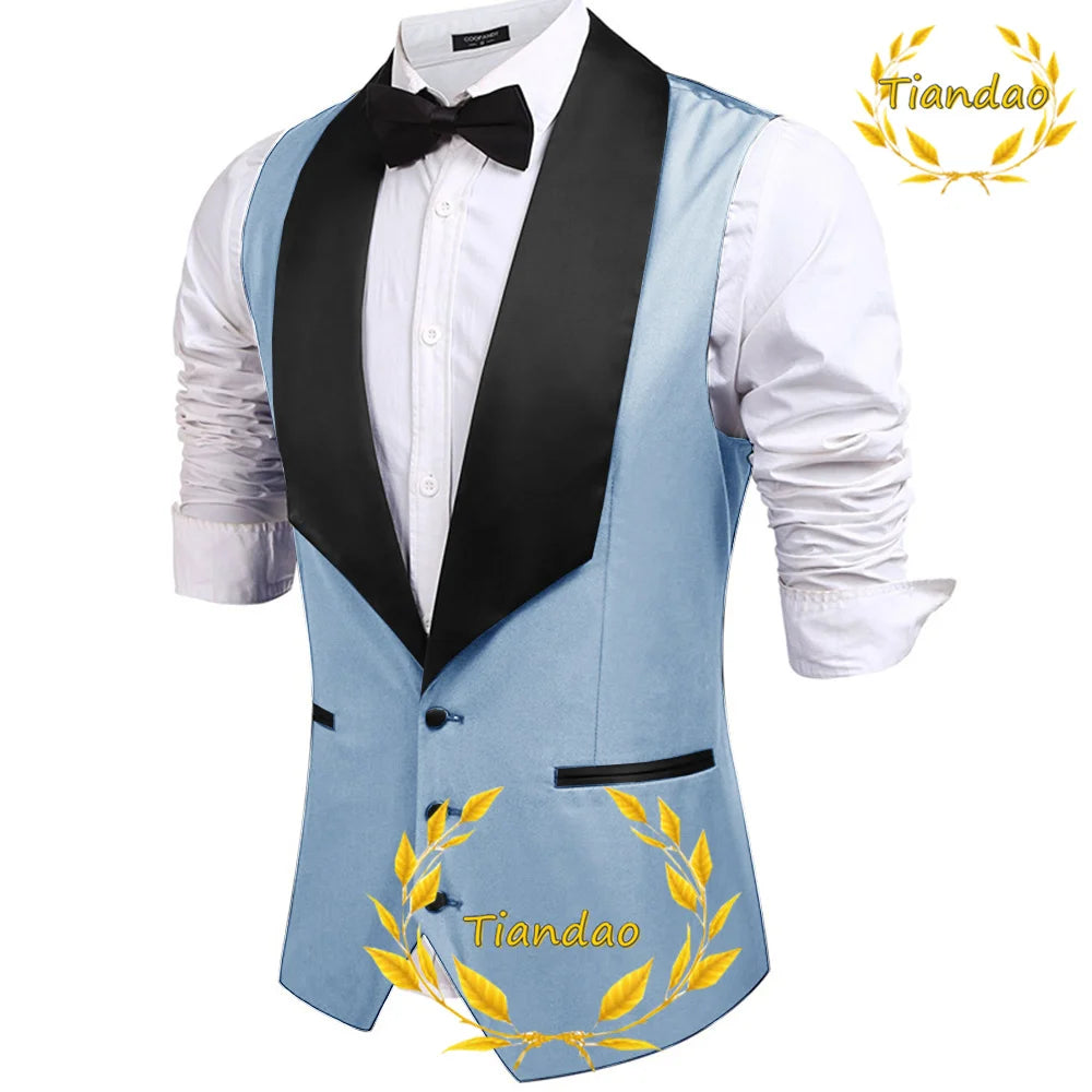 Men's Suit Vest Wedding Groom Sleeveless Jacket Lapel Slim Fit Workwear 3 Buttons Waistcoat Steampunk chaleco hombre