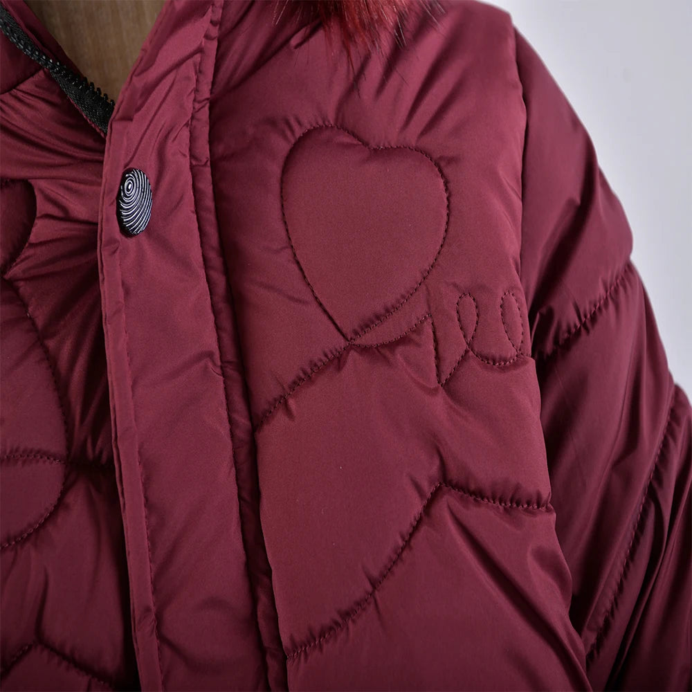 Winter Snow Suit For Girls, Fur Collar & Tunic Details Warm Cotton-padded Hooded Coat, Kids Outerwear