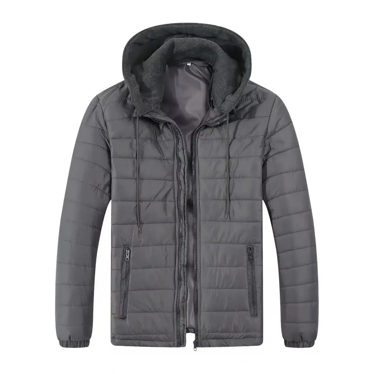 Winter Warm Cotton Jacket for Men Stand Collar Open Front Outdoor Sports Coat Casual Padded Coat