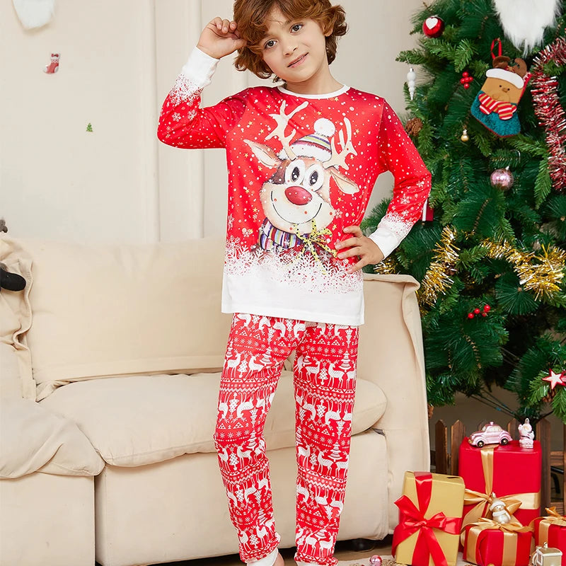 Christmas Pajama Set Family Matching Nightwear Couples Daughter Daddy Son Mother Kids Reindeer Printed Long Sleeved Xmas Clothes