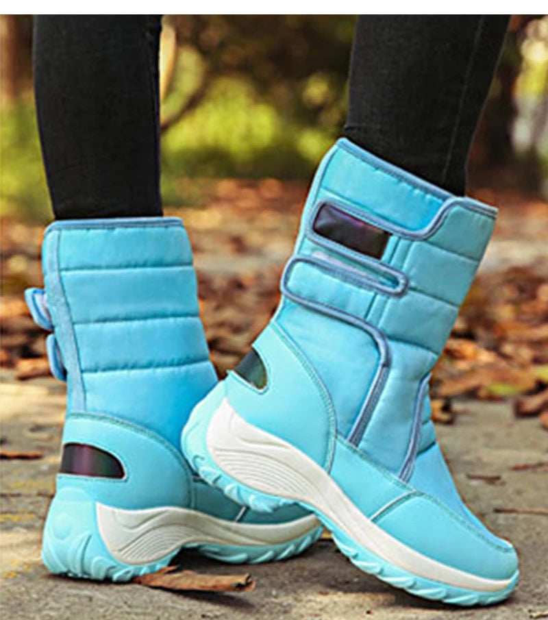 Waterproof Boots Women Winter Shoes Platform Boots WithThick Fur Mid-Calf Snow Boots Fashion Wedge Botas Mujer Shoes Woman