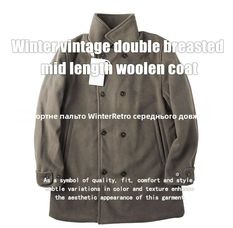 Winter Thi Woolen Navy Peacoat Outdoor Windproof Warm Inner Wool Coat Heavy Du Youth Faion Workwear Military Sle Coat