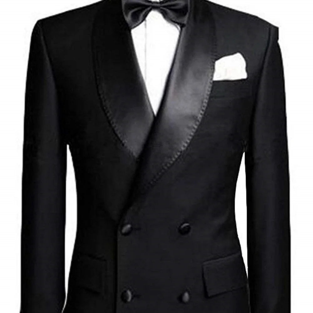Men's Wedding Tuxedo Suits Blazer Double Breasted Peak Lapel Formal Business Groom Wear Party Coat