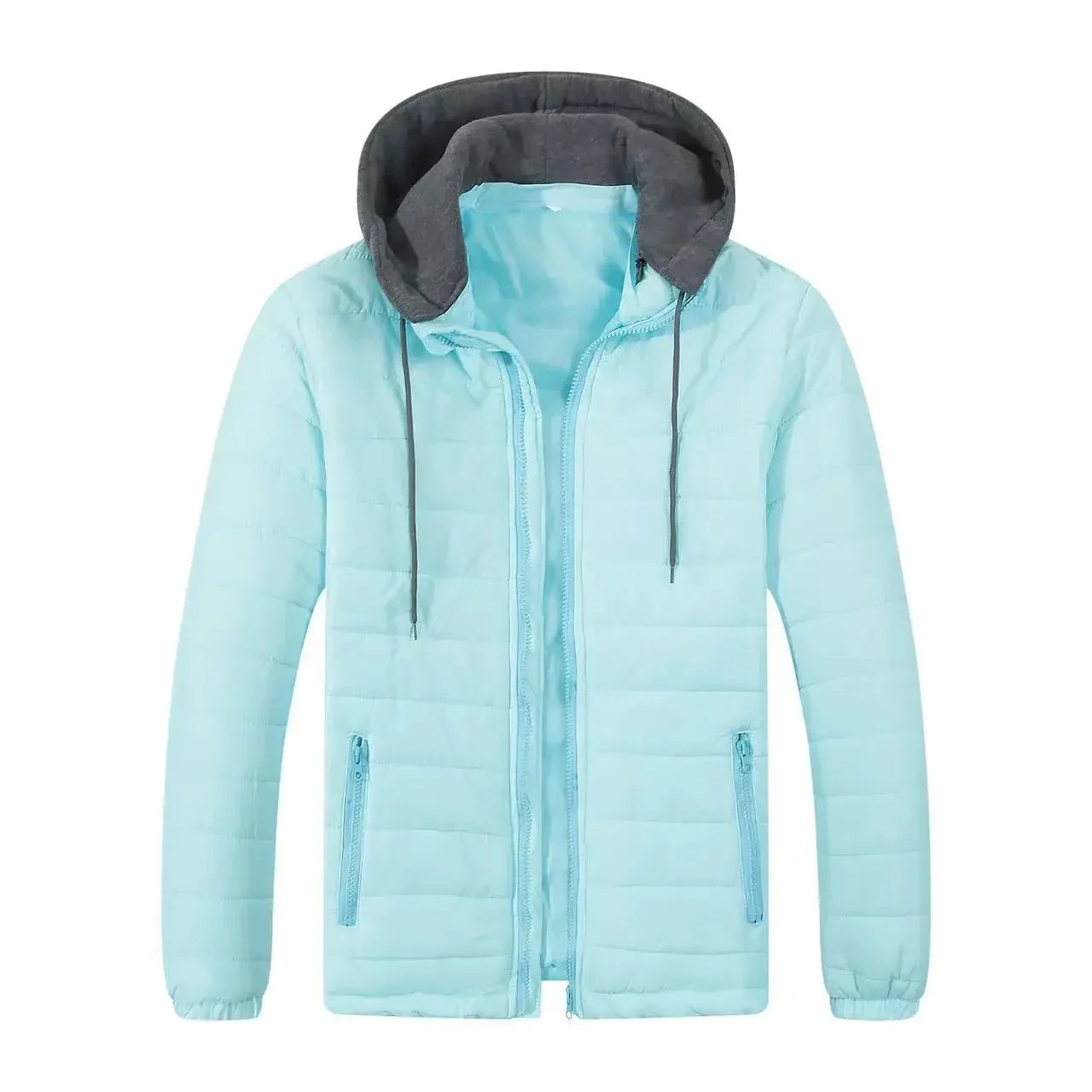 Winter Warm Cotton Jacket for Men Stand Collar Open Front Outdoor Sports Coat Casual Padded Coat