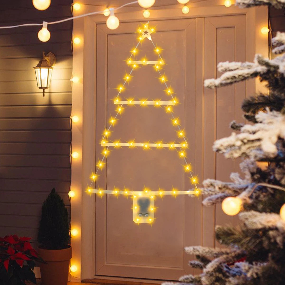 Christmas Tree Warm LED Ladder Lights Navidad Natal Noel Light Garland Merry Christmas Decorations For Home 2024 New Year 2025