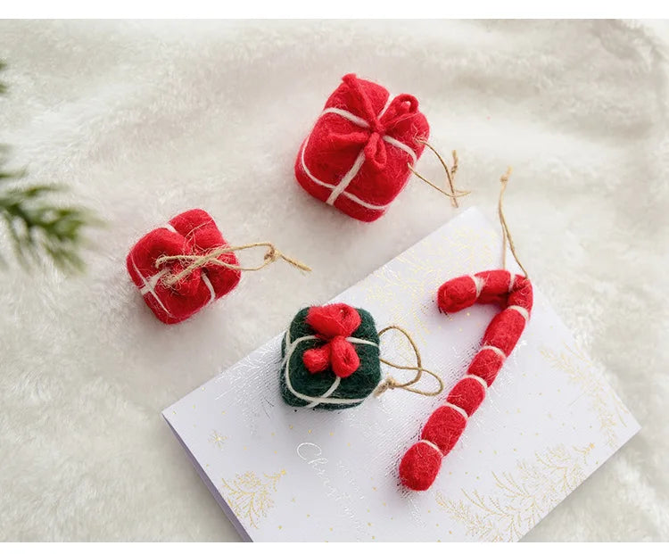 Christmas Tree Snowflake Gift Decoration Pendant Wool Felt Gingerbread Handmade DIY Accessories Christmas New Year Decoration
