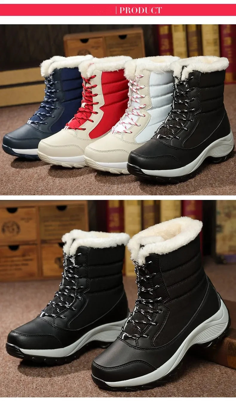 Winter Snow Boots Women Anti-slip Keep Warm Plush Comfortable Walking Shoes Breathable Outdoor Casual Sneakers Women