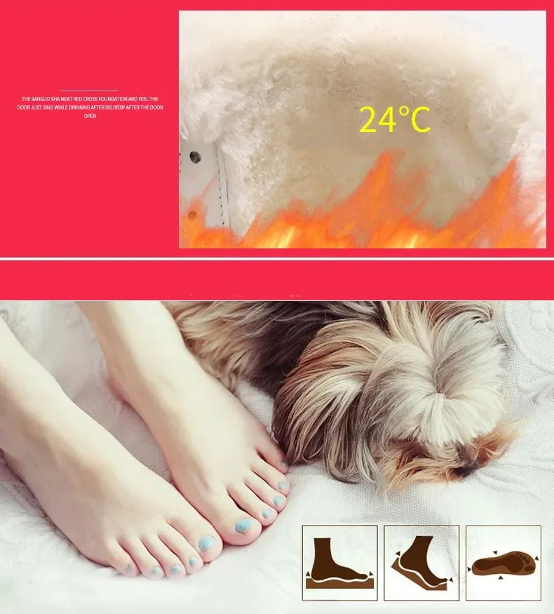 Winter Snow Boots Women Anti-slip Keep Warm Plush Comfortable Walking Shoes Breathable Outdoor Casual Sneakers Women