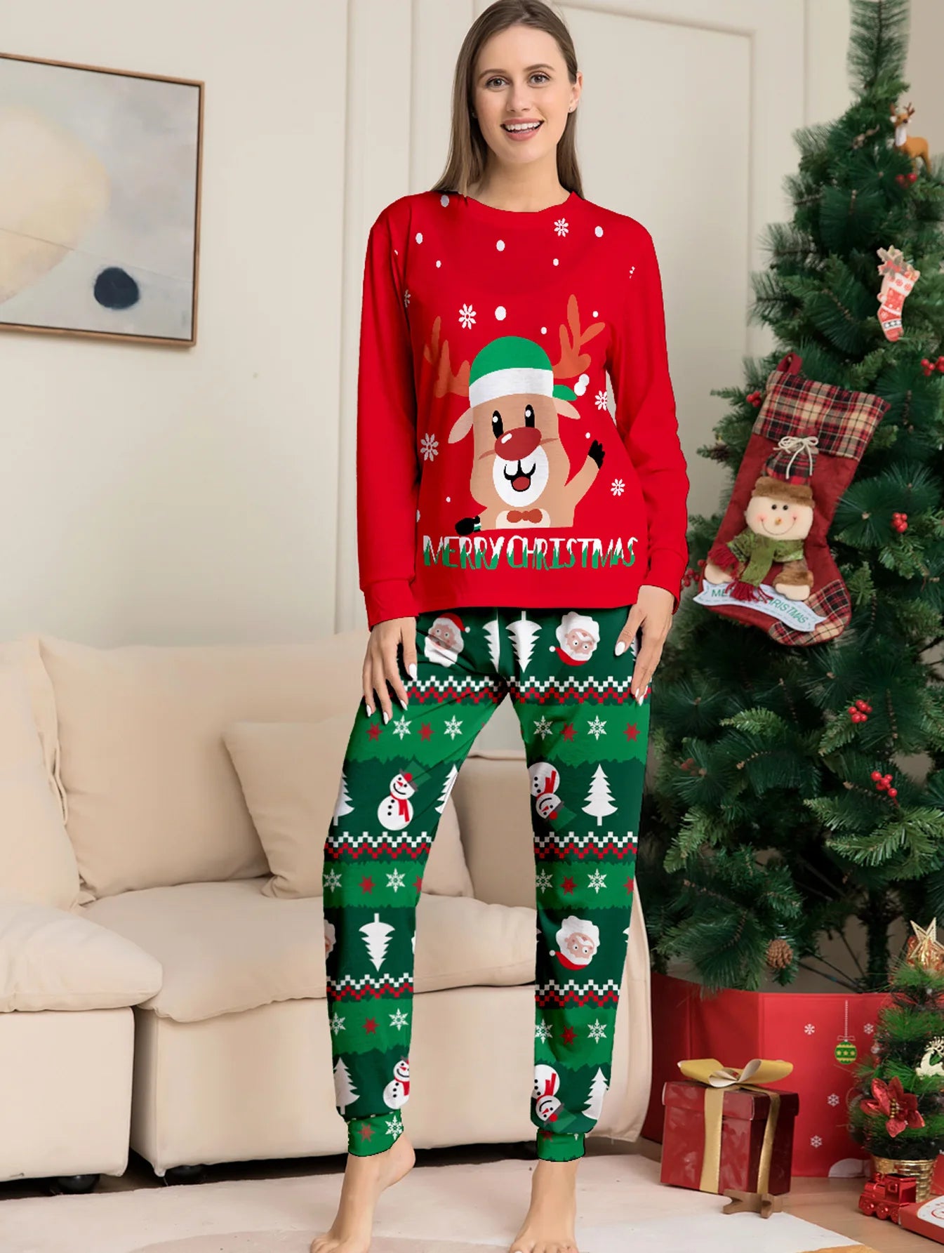 Christmas Pajamas Family Matching Outfits Mom Dad Kids 2 Piece Baby Romper Soft Sleepwear Xmas Family Look 2025 New Year Clothes