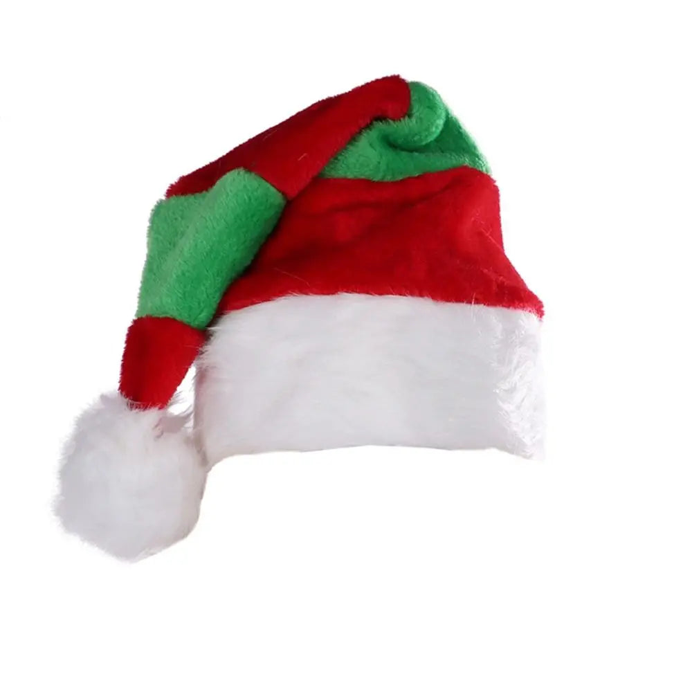 All-match Merry Christmas Decoration Christmas Hat Velvet Striped Santa Claus Hat Plush Hat Beanie Female/Girls
