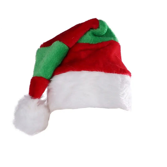 All-match Merry Christmas Decoration Christmas Hat Velvet Striped Santa Claus Hat Plush Hat Beanie Female/Girls