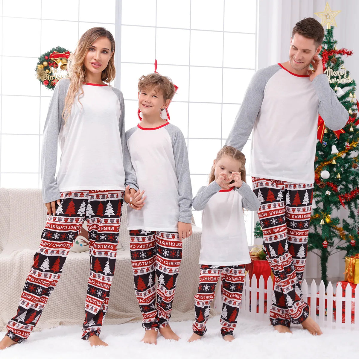 Christmas Family Matching Outfits Mom Dad Kids 2 Pieces Pajamas Set Baby Rompers Casual Loose Sleepwear Xmas Family Look Pyjamas